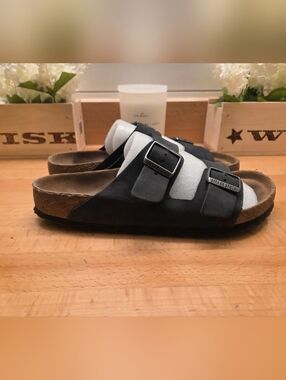 Birkenstock Arizona Sandals Black Oiled Leather Men's Size 43